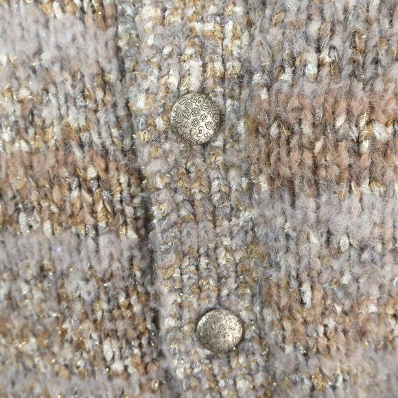 CHANEL F/W 2018 STRIPED KNIT TUNIC DRESS BEIGE/GOLD SIZE 36 KIMONO SLEEVE MINI - Picture 6 of 10